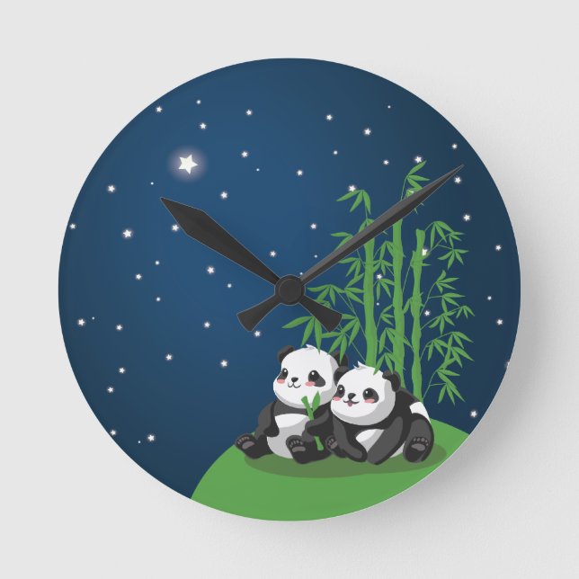 Star Night Panda Round Clock (Front)