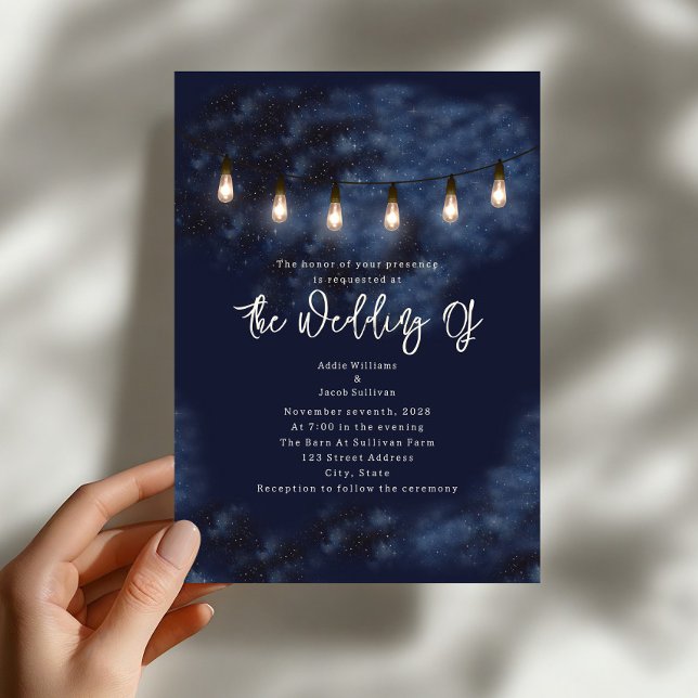 Star Night String Lights Wedding Invitation (Creator Uploaded)