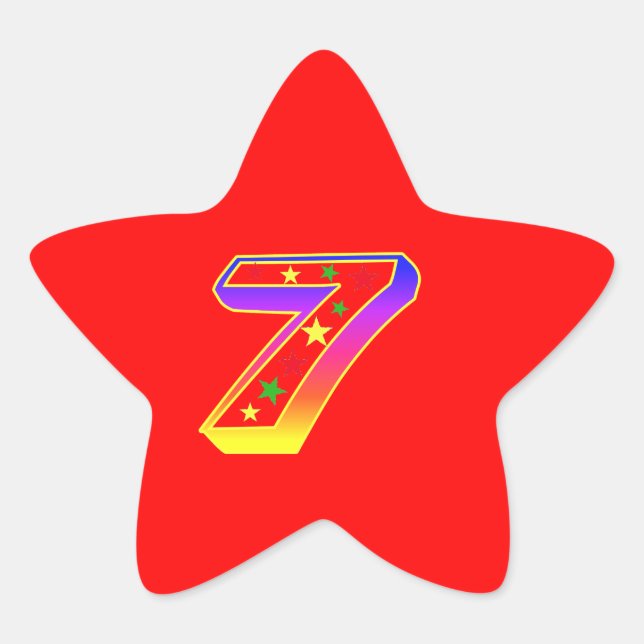 Star Number 7th Birthday Party Sticker (Front)