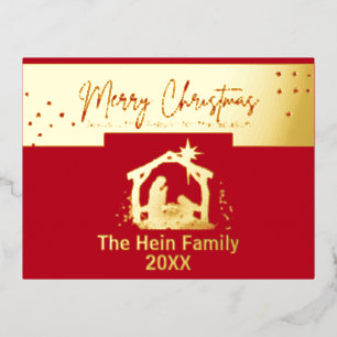 Star Of Bethlehem Nativity Christmas Gold and Red Foil Holiday Postcard