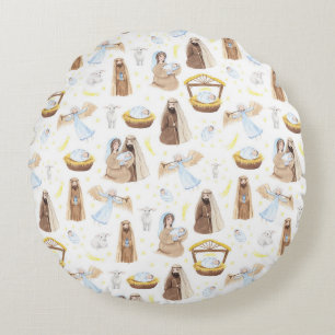 Star of Bethlehem Nativity Christmas Round Pillow