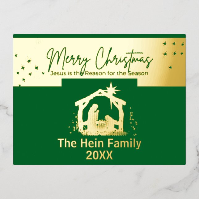 Star Of Bethlehem Nativity Scene Christmas Foil Ho Holiday Postcard (Front)