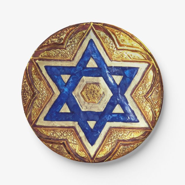 Star of David, 7" Round Paper Plate (Front)