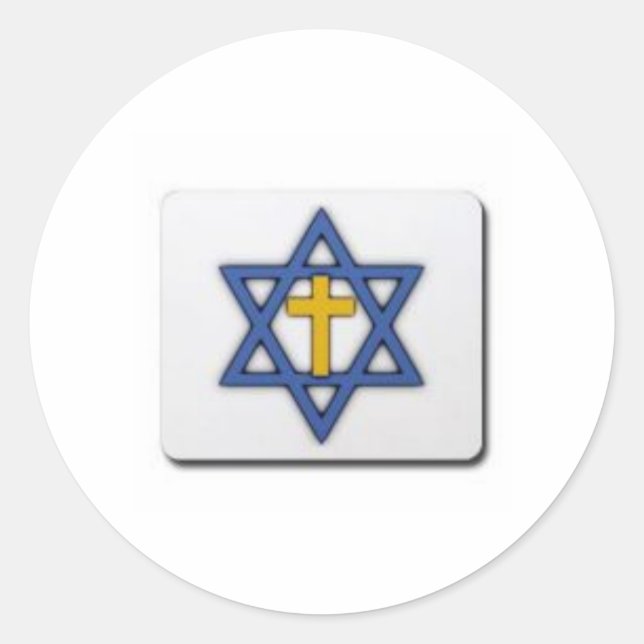 star of david and cross classic round sticker (Front)