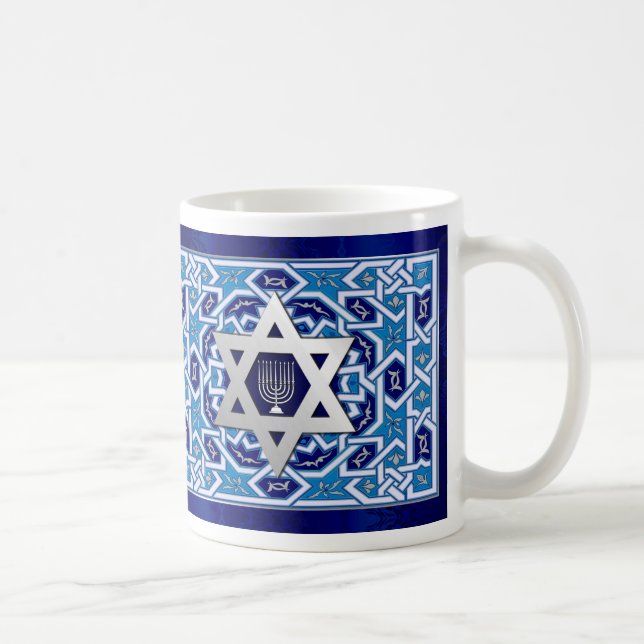Star of David and Menorah Hanukkah Gift Coffee Mug (Right)