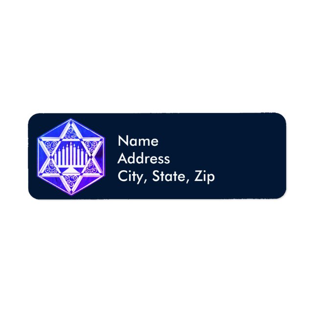 Star of David and Menorah Return Address Label (Front)