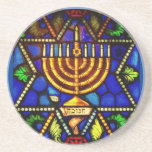 STAR OF DAVID AND MENORAH SANDSTONE COASTER<br><div class="desc">PHOTO</div>