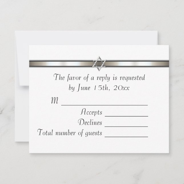 Star of David Any Colour RSVP Card (Front)