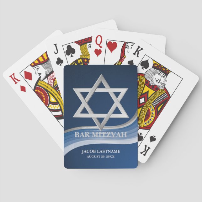 Star of David Bar Mitzvah Playing Cards (Back)