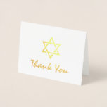 Star of David Bat Bar Mitzvah Thank You Gold Foil Card<br><div class="desc">Show gratitude towards your special guests for celebrating with you by sending them personalised gold foil bar mitzvah thank you cards! The modern, stylish and minimal note card design depicts a woven Jewish Star or David symbol and a handwriting script "thank you" in real gold foiling. These elegant bar mitzvah...</div>
