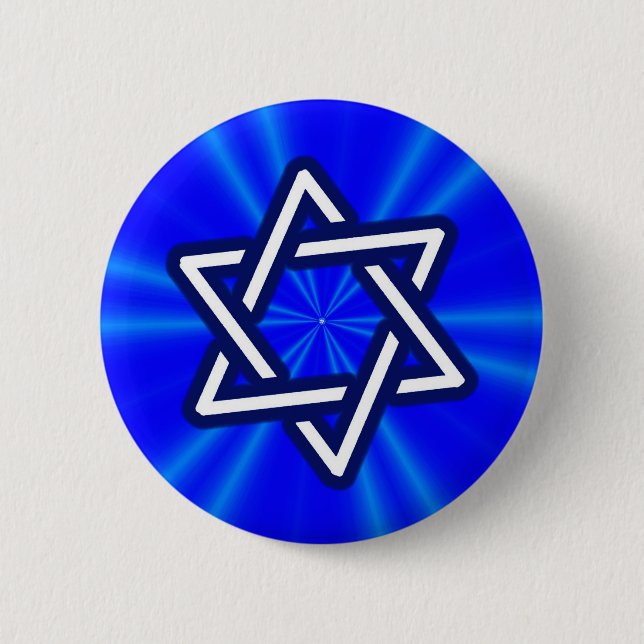 Star of David (Blue) 6 Cm Round Badge (Front)