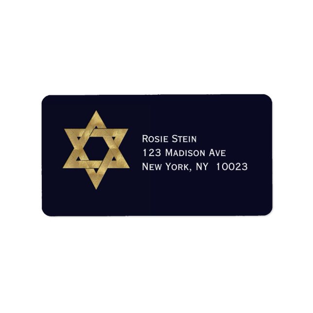 Star of David Blue and Gold accent address labels (Front)