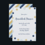 Star of David | Blue and Gold  Hanukkah Dinner Invitation<br><div class="desc">Cute Hanukkah Blue Star of David Pattern</div>