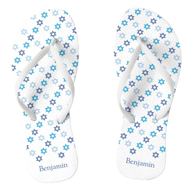 Star of David Blue and White Thongs (Footbed)