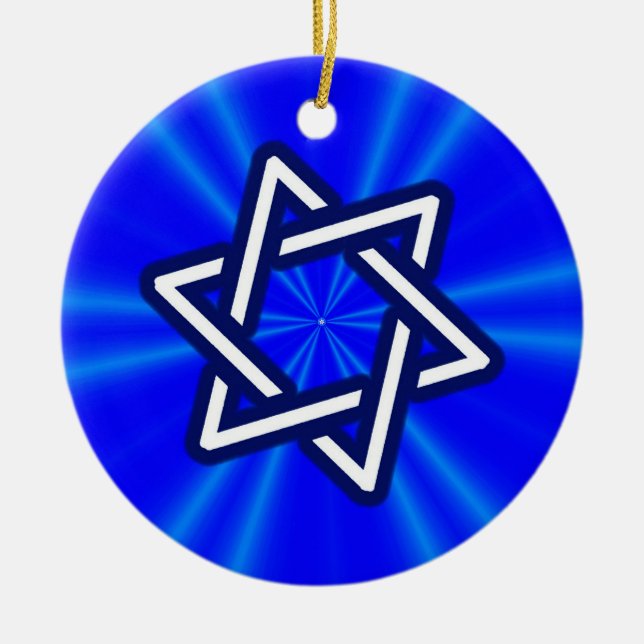 Star of David (Blue)  Ceramic Ornament (Front)
