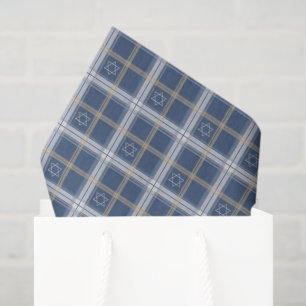 Star of David Blue Tartan Tissue Paper