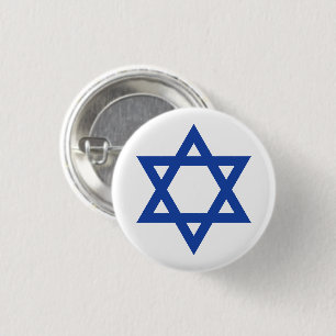 Star of David Blue White 3 Cm Round Badge