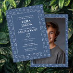 Star of David B'nai Bat Bar Mitzvah Custom Photo Invitation<br><div class="desc">Perfect card to announce a bar mitzvah, bat mitzvah or other Jewish celebration! Hand made art for you! FULLY CUSTOMIZABLE! Click on “Personalise” above to edit the text and add your own photo to the back side. Click "edit using design tool" to adjust the fonts, colours and placements and to...</div>