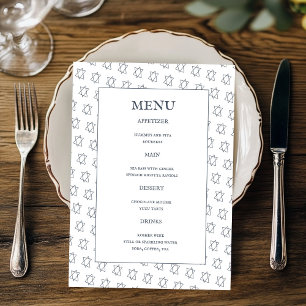 Star of David B'nai Bat Bar Mitzvah Jewish Wedding Menu