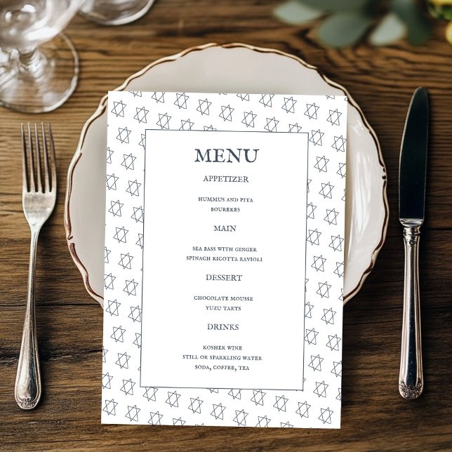 Star of David B'nai Bat Bar Mitzvah Jewish Wedding Menu (Star of David B'nai Bat Bar Mitzvah Jewish Wedding CUSTOM Menu
)