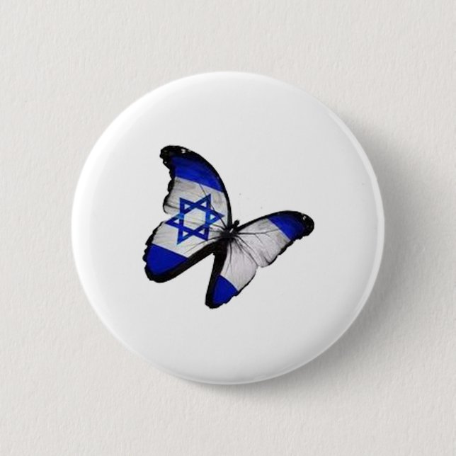 Star of David Butterfly 6 Cm Round Badge (Front)