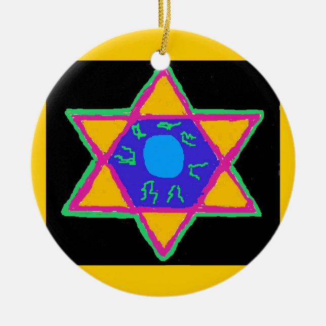 Star of David Ceramic Tree Decoration (Front)