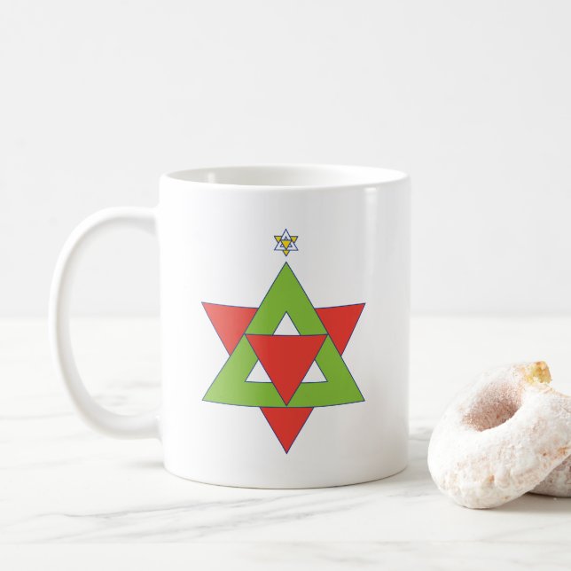 Star of David Christmas Tree Coffee Mug (With Donut)