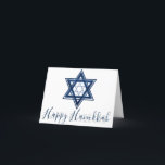 Star of David | Classic Blue Modern Happy Hanukkah Holiday Card<br><div class="desc">Minimal classic blue Bar/Bat Mitzvah and Hanukkah modern Star of David against a white background creates an elegant,  sophisticated design. For other coordinating colours or matching products,  visit JustFharryn @ Zazzle.com. All rights reserved. #zazzlemade</div>