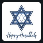 Star of David | Classic Blue Modern Happy Hanukkah Square Sticker<br><div class="desc">Minimal classic blue Bar/Bat Mitzvah and Hanukkah modern Star of David against a white background creates an elegant,  sophisticated design. For other coordinating colours or matching products,  visit JustFharryn @ Zazzle.com or contact the designer,  c/o Fharryn@yahoo.com  All rights reserved. #zazzlemade #christmasdecor</div>