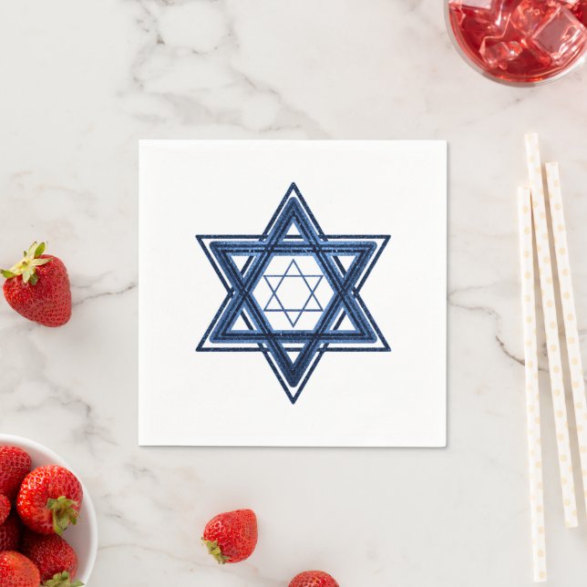 Star of David | Classic Blue Modern Minimalist Napkin (Insitu)