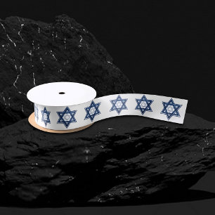 Star of David   Classic Blue Modern Minimalist Satin Ribbon