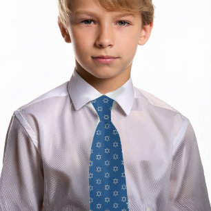 Star of David Classic Blue & Silver Jewish Pattern Tie