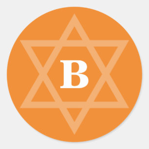 STAR OF DAVID cool bold initial orange Classic Round Sticker