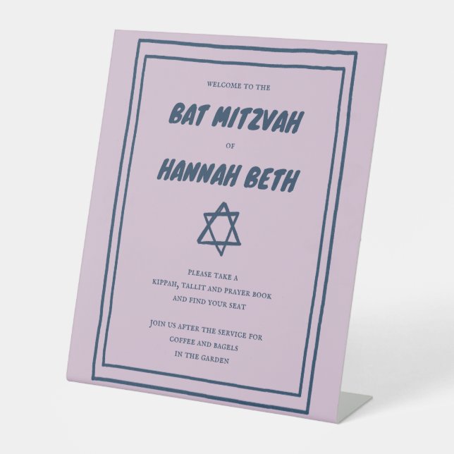 Star of David Custom B'nai Bat Bar Mitzvah Pedestal Sign (Front)