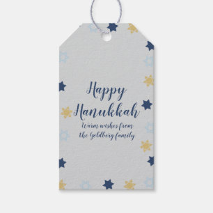 Star of David Cute Blue and Gold Hanukkah Gift Tags