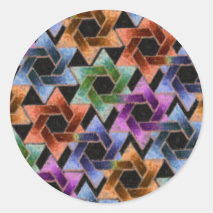 Star of David Damask Classic Round Sticker
