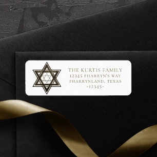 Star of David   Elegant Faux Gold Return Address Label