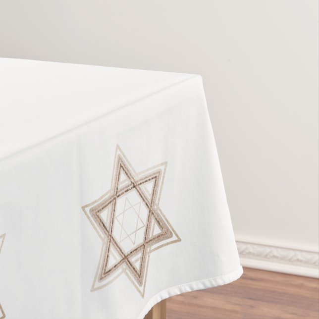 Star of David | Elegant Gold and White Modern Tablecloth (In Situ)