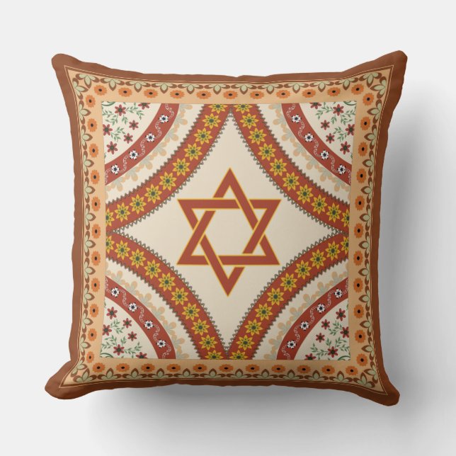 Star of David Elegant Vintage Baroque Jewish Cushion (Front)