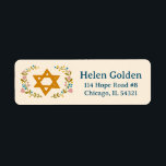 Star of David Floral Jewish Return Address Label<br><div class="desc">Hand drawn star and florals by me for you. Great for a bat mitzvah or Jewish wedding or Hanukkah or other event. For more designs and colours check my shop! Or let me know if you'd like something custom.  Ask if you don't find what you need! :)</div>