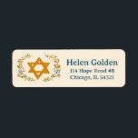 Star of David Floral Jewish Return Address Label<br><div class="desc">Hand drawn star and florals by me for you. Great for a bat mitzvah or Jewish wedding or Hanukkah or other event. For more designs and colours check my shop! Or let me know if you'd like something custom.  Ask if you don't find what you need! :)</div>