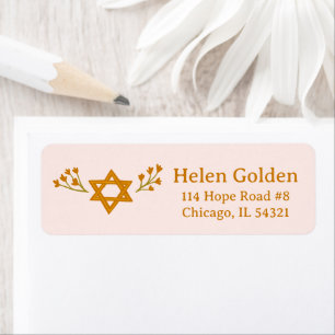 Star of David Floral Jewish Return Address Label