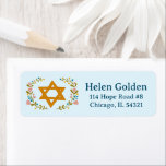 Star of David Floral Jewish Return Address Label<br><div class="desc">Hand drawn star and florals by me for you. Great for a bat mitzvah or Jewish wedding or Hanukkah or other event. For more designs and colours check my shop! Or let me know if you'd like something custom.  Ask if you don't find what you need! :)</div>