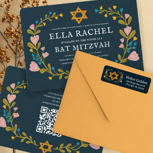 Star of David Floral Jewish Return Address Label