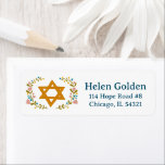 Star of David Floral Jewish Return Address Label<br><div class="desc">Hand drawn star and florals by me for you. Great for a bat mitzvah or Jewish wedding or Hanukkah or other event. For more designs and colours check my shop! Or let me know if you'd like something custom.  Ask if you don't find what you need! :)</div>