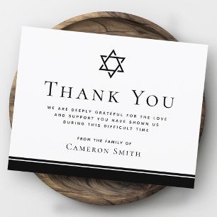 Star of David funeral sympathy thank you card