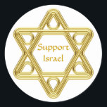 Star of David Gold Classic Round Sticker<br><div class="desc">Show your pride in your Jewish heritage and your support of Israel with this stylised Star of David gold design. This design is fully customisable add your own background colour and change the text.</div>