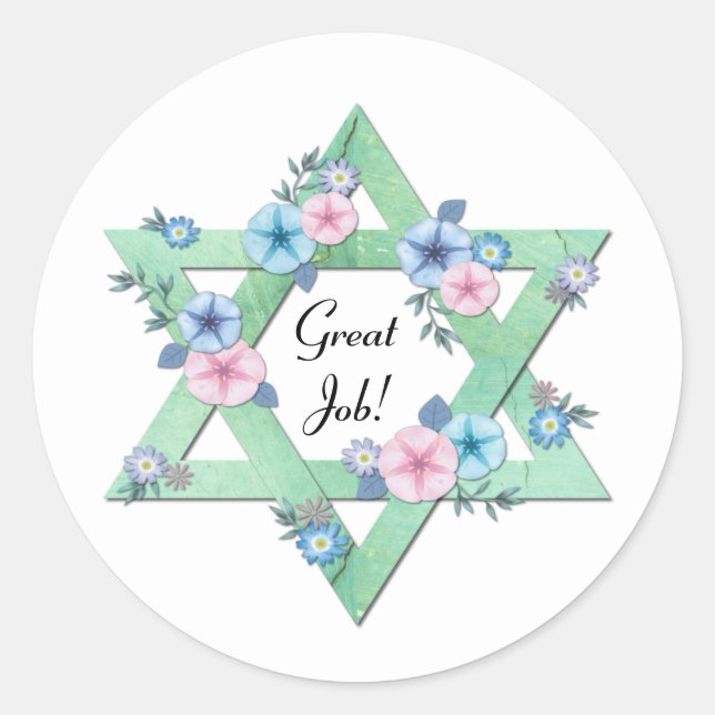 Star of David Great Job Classic Round Sticker (Front)