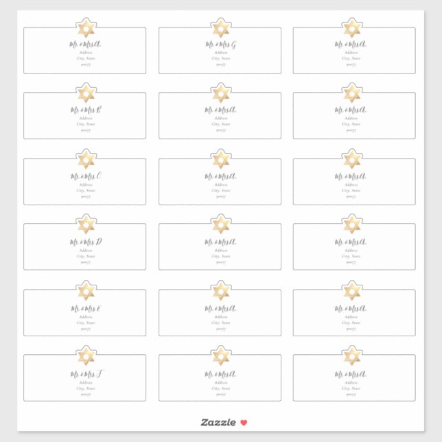 Star of David Guest Address Labels (Sheet)