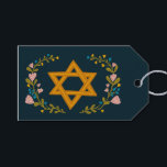 Star of David Hand-drawn Floral Hanukkah Custom  Gift Tags<br><div class="desc">Hand drawn star and florals by me for you. Great for a bat mitzvah or Jewish wedding or Hanukkah or other event. Customise with your own text on the back by clicking "personalise". For more designs and colours check my shop! Or let me know if you'd like something custom. Ask...</div>